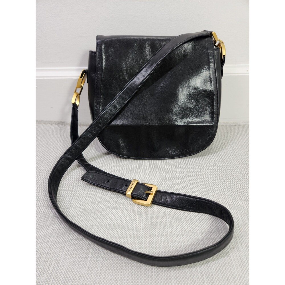 Perlina New York Crossbody Bag Black Leather Shoulder Handbag